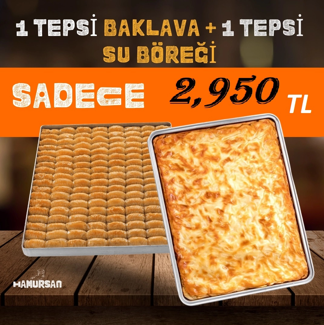 1 TEPSİ BAKLAVA VE SU BÖREĞİ   BOL PEYNİR BOL CEVİZLİ